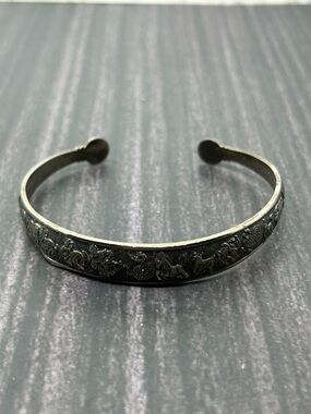 Vintage 925 Sterling Silver Zodiac Cuff Bracelet Astrology Signs Oxidized Design